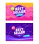 Set of Bestseller Banners with Abstract Memphis Funky Style Pattern for Social Media Marketing. Hot Sale Offer for Shop