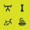 Set Bicycle handlebar, Tool allen keys, frame and Wrench spanner icon. Vector