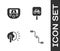 Set Bicycle pedals, Gps device with map, head lamp and parking icon. Vector