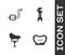 Set Bicycle punctured tire, pedal, seat and Wrench spanner icon. Vector
