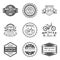 Set of bicycle shop, rent, service, sale, club, repair in monochrome style logos, emblems, labels and badges.