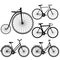 Set of bicycles silhouette on white background