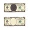 Set of bill one hundred dollars in flat style, isolated on white.