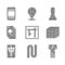 Set Bingo, Board game, Domino, Rubik cube, Mahjong pieces, Playing cards, Chess and Backgammon board icon. Vector