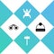 Set Binoculars, Road traffic sign, Bear skin and Winter hat icon. Vector