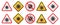 Set of Biological Virus Alert Signs. Coronavirus COVID-19 Warning Symbol Isolated on White Background. Vector