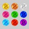 Set of bitcoin coin multi colors icon on grey background, symbol bitcoin colorful logo, cryptocurrency bitcoin coin symbol