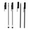 Set of black ballpoint pens. Plastic handles with caps. Vector image
