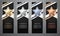 Set of black banners, Gold, platinum,silver and bronze star, Ve