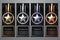 Set of black banners, Gold, platinum,silver and bronze star, Vector illustration.l