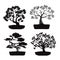 Set of Black Bonsai Trees.