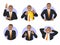 Set of black businessman success expression icons