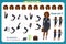 Set of Black Businesswoman character design.Front, side, back view animated character.Business girl character