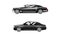 Set of Black Cars Luxury Road Vehicles, Side View of Business Sedan Flat Vector Illustration