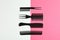 Set of black combs on color background