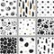 Set of black dots, spots seamless patterns.