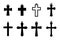 Set of the black earring crosses. Christian cross. Jewerly collection. Pendant. Vector illustration