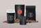 Set of black elegant coffee packings products with grains