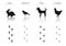 Set of Black Farm Animals and Birds Silhouettes: Hare, Sparrow,