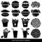 Set of black fast food icon food and drink