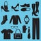 Set of black flat icons of clothes