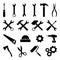 Set of black flat icons - tools, technology and work