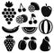 Set black fruit objects