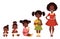 Set of black girls from newborn to infant toddler schoolboy