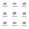 Set of black linear eye icons.