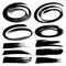 Set of black marker text selection. Hand drawn strokes, circles and ovals markers isolated on white background. Black and white gr