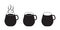 Set of black mug icon. Hot drink. Coffee or tea cup. Silhouette design. Flat art. Vector illustration. Stock image.
