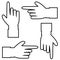 Set of black outline contour silhouette of hand with pointing finger