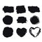 Set of black paint, ink grunge dirty brush strokes. Distress heart. Vector grunge circles and rectangles isolated on