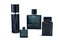 Set of black perfumes bottles isolated mockup