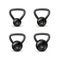 Set of black realistic kettlebell. Equipment for bodybuilding and workout. Vector