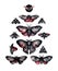 Set of black and red watercolor Moths and butterflies, gloomy style, isolated illustrations created with Generative AI technology