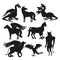 Set black silhouette animal greek mythological creatures