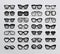 Set Of Black Silhouettes Of Different Eyeglasses. Flat Design. Vector Illustration.  On White Background