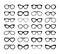 Set Of Black Silhouettes Of Different Eyeglasses. Flat Design. Vector Illustration.  On White Background