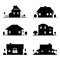 Set of black silhouettes of houses