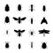 Set of black silhouettes of insects, vector illustration