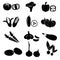 Set of black simple vegetables icons