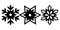 Set of black snowflake elements isolated on white background. Vector illustration