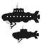 Set of black submarine silhouettes