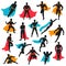 Set Of Black Superhero Silhouettes