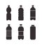 Set of black vector bottle icons isolated on white background