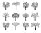 Set of black vector trees. Vector Illustration.