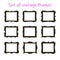 Set of black vintage frame silhouettes with holes. Blank borders of various shapes. Vector retro labels, elements