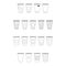 Set of black and white cardboard cup. Vector cup set icon. Isolated party cup.