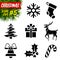 Set of black-and-white christmas icons